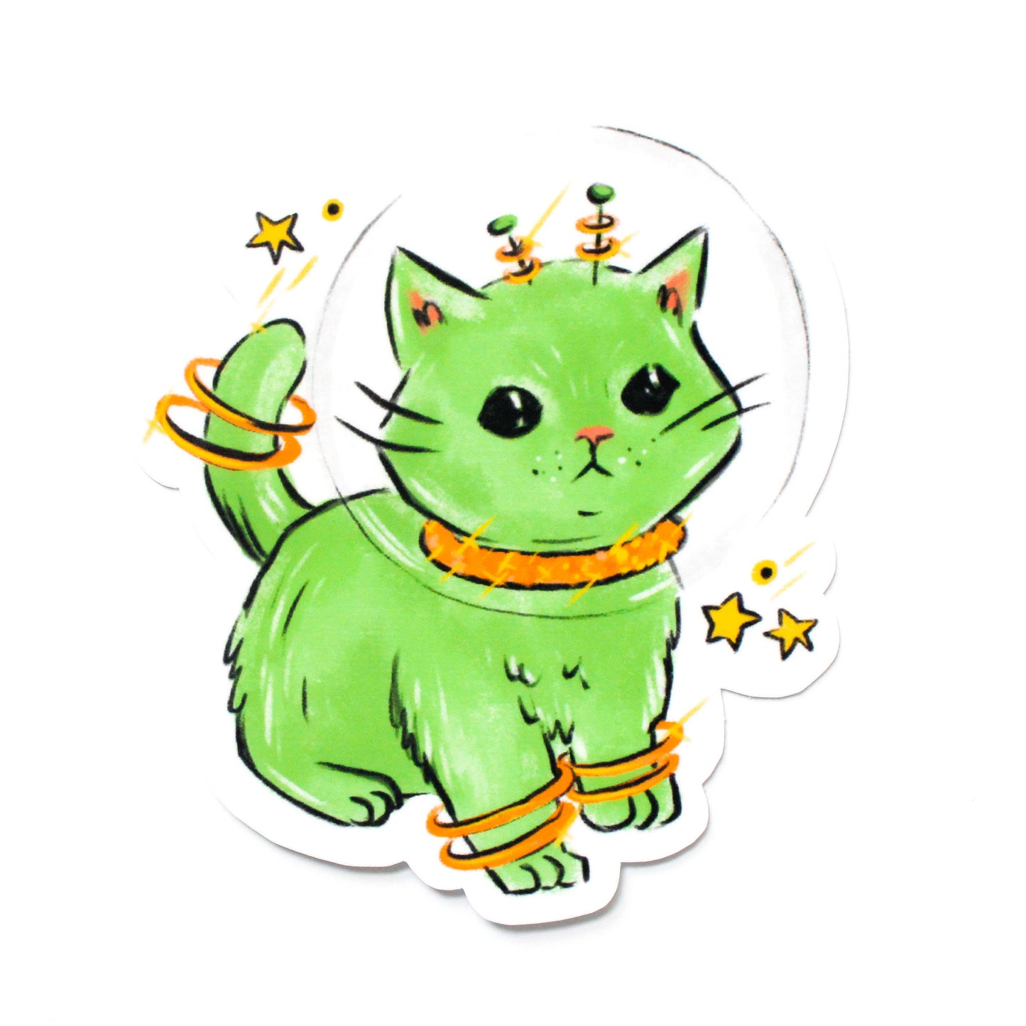 Green Space Kitten Vinyl Sticker