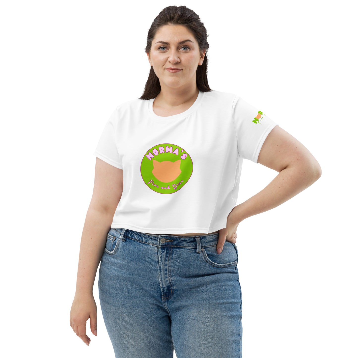Green Logo All-Over Print Crop Tee