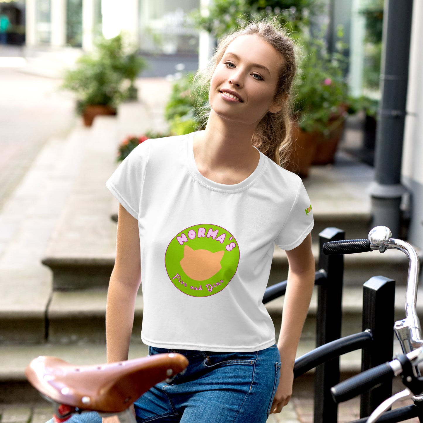 Green Logo All-Over Print Crop Tee