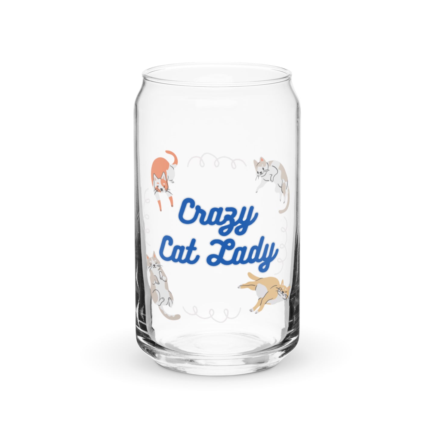 Crazy Cat Lady Can-Shaped Glass