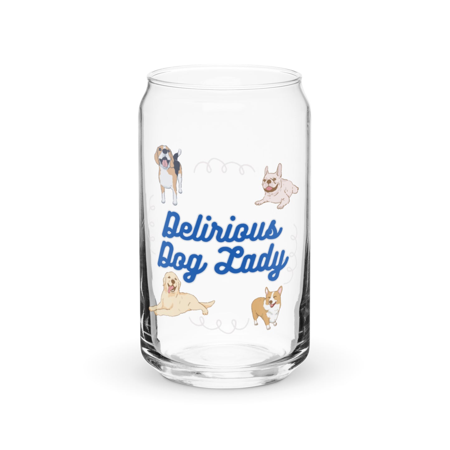 Delirious Dog Lady Can-Shaped Glass