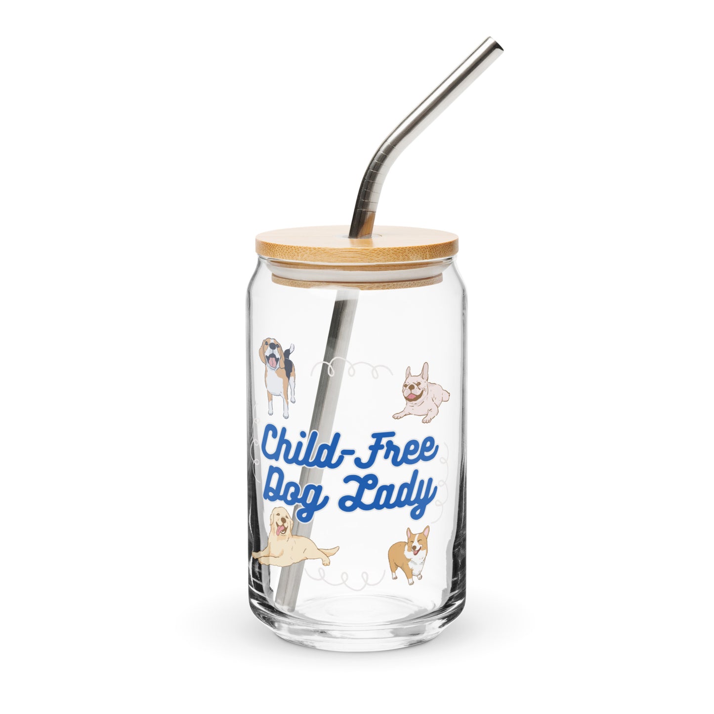 Child-Free Dog Lady Floofs Can-Shaped Glass