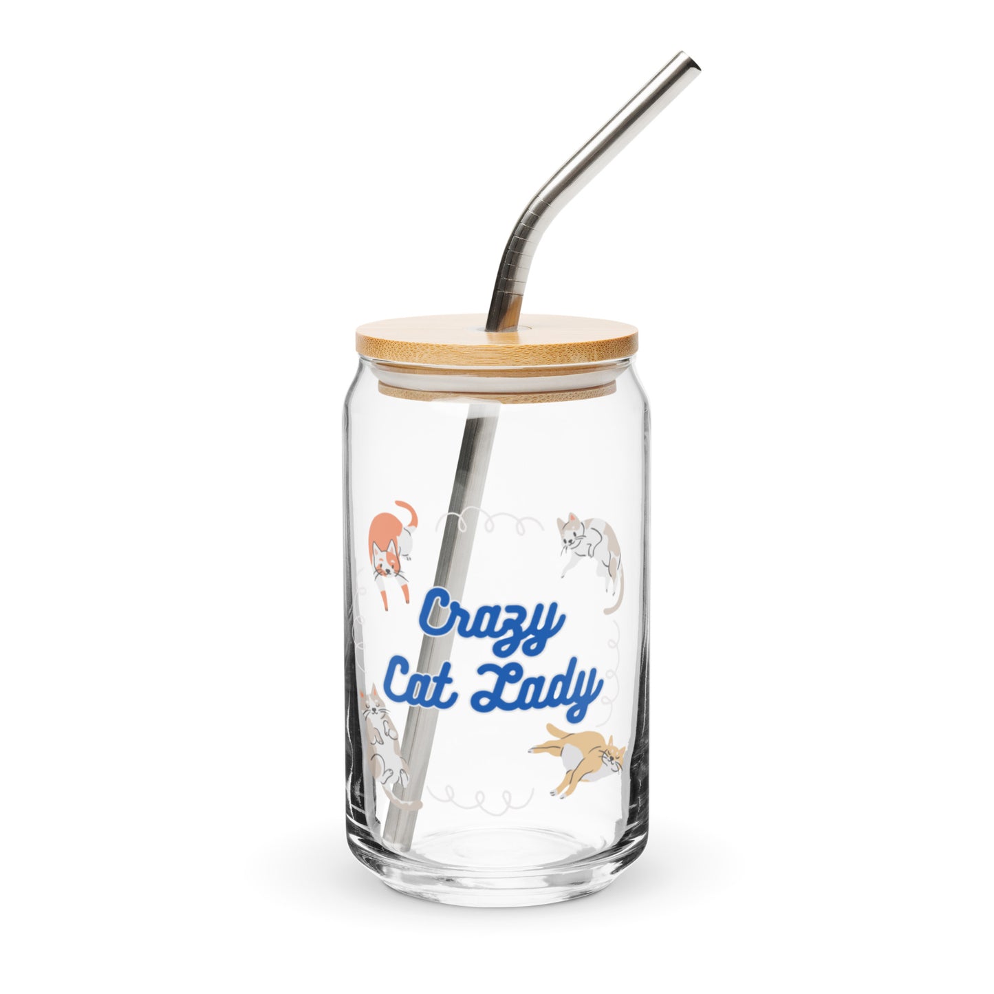 Crazy Cat Lady Can-Shaped Glass