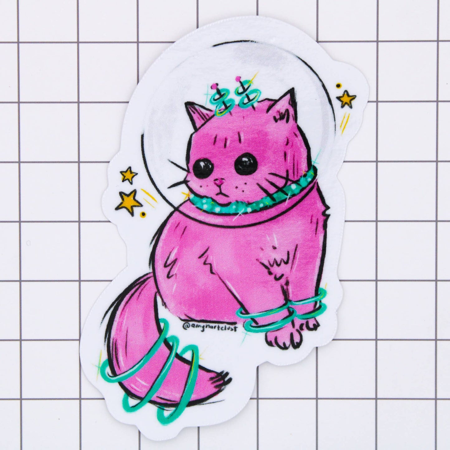 Pink Space Kitty Vinyl Sticker