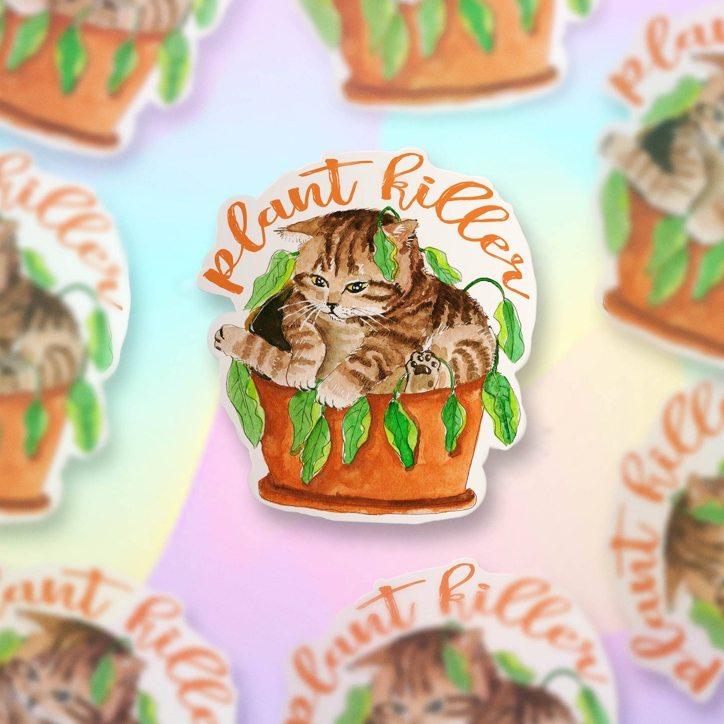 House Plant Killer Cat - Funny Vinyl Stickers