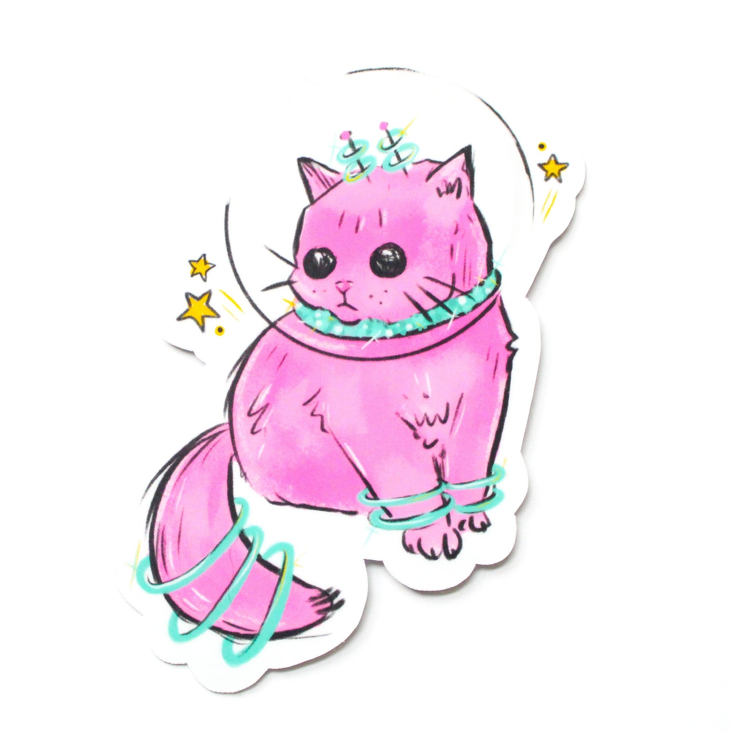 Pink Space Kitty Vinyl Sticker