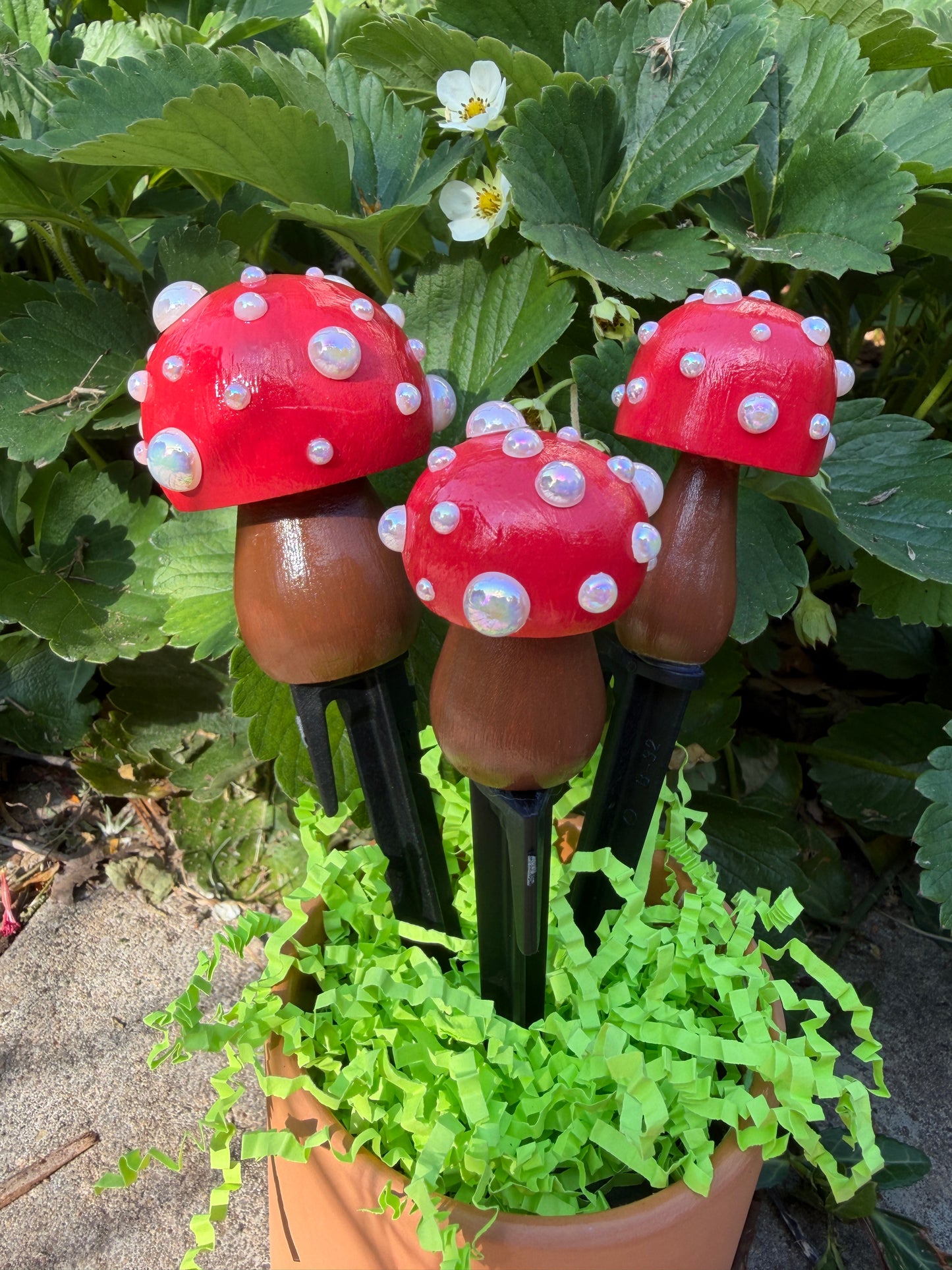 Classic Red Mushroom Stake Set