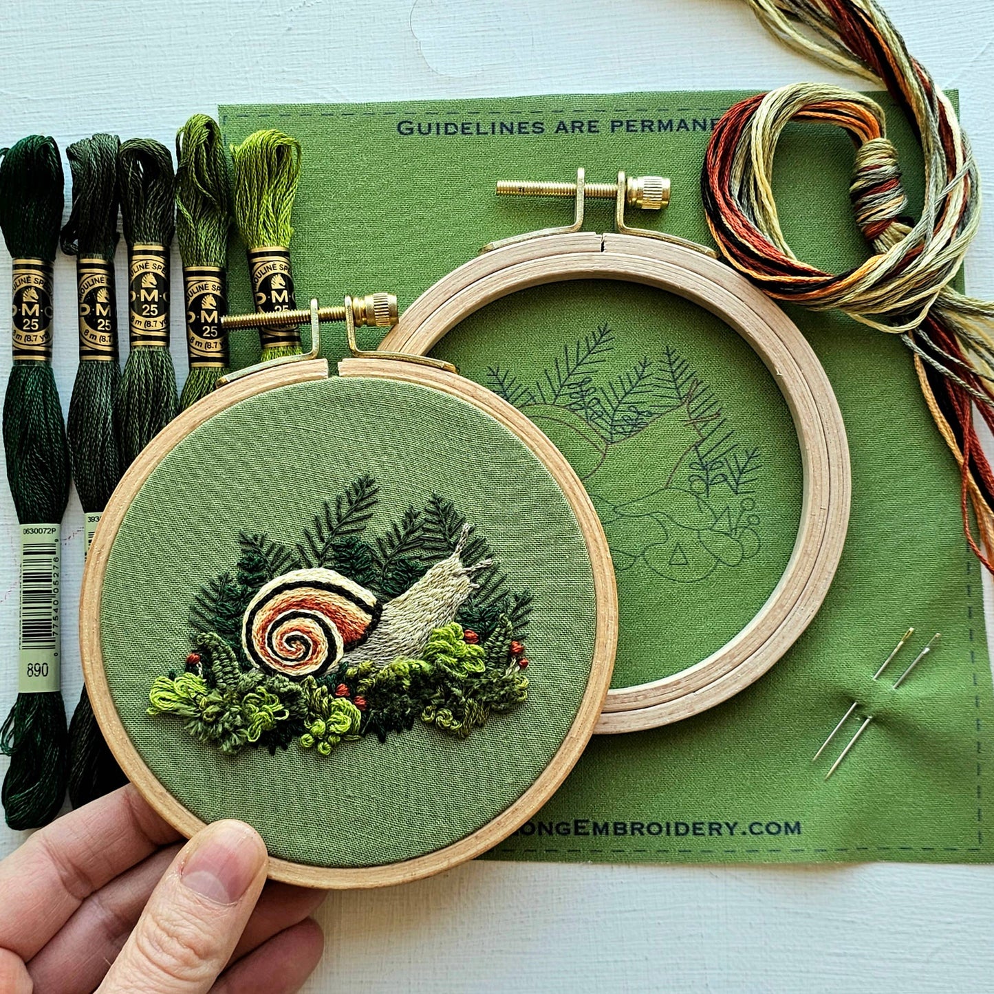 Forest Snail Intermediate Hand Embroidery Kit