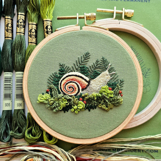 Forest Snail Intermediate Hand Embroidery Kit