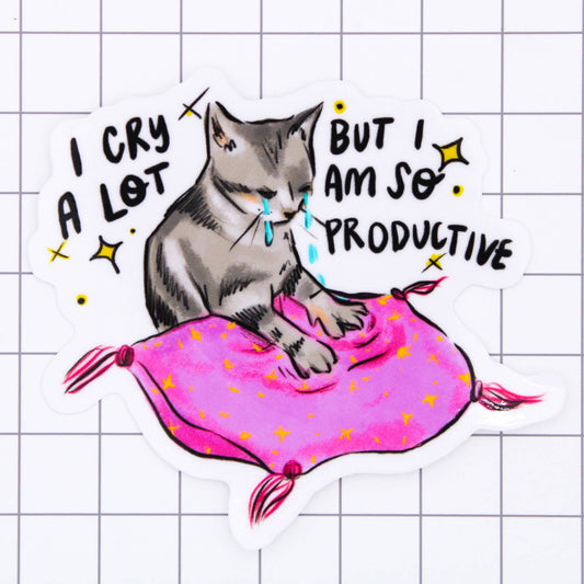 I Cry A Lot Cat Vinyl Sticker