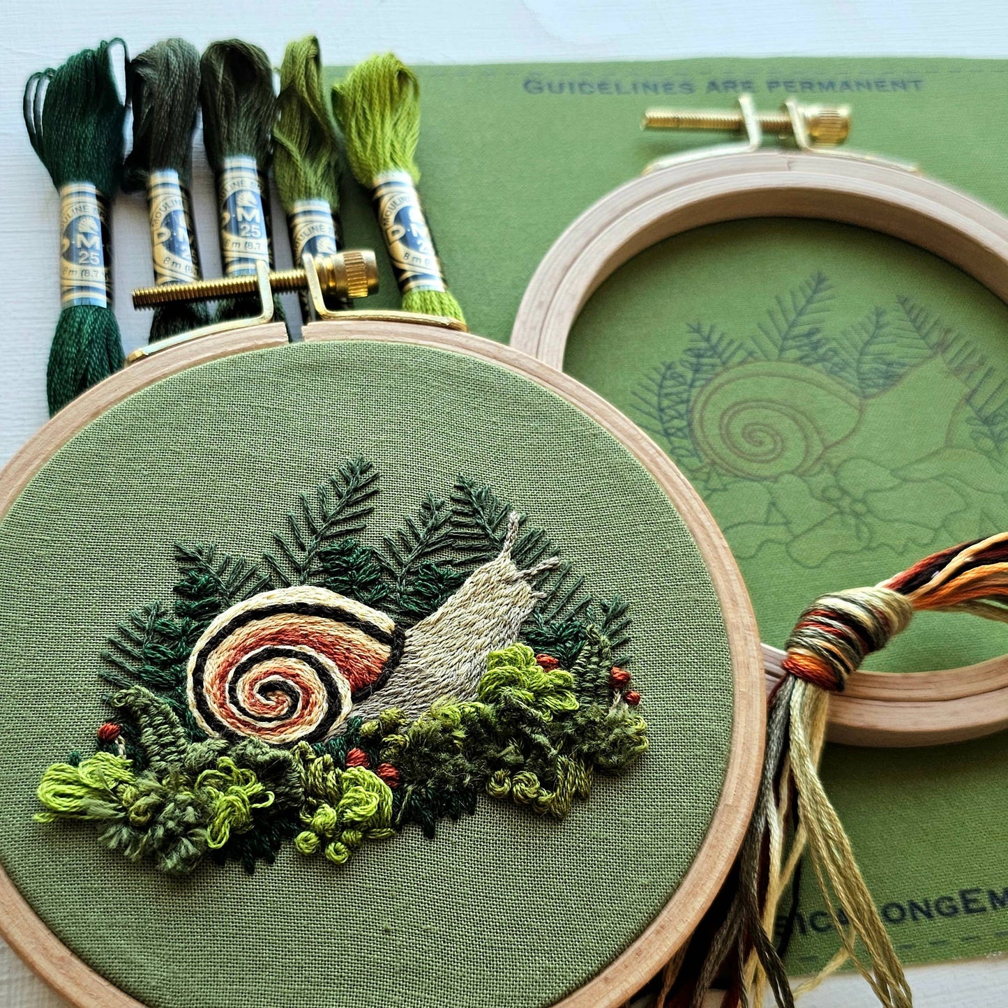 Forest Snail Intermediate Hand Embroidery Kit