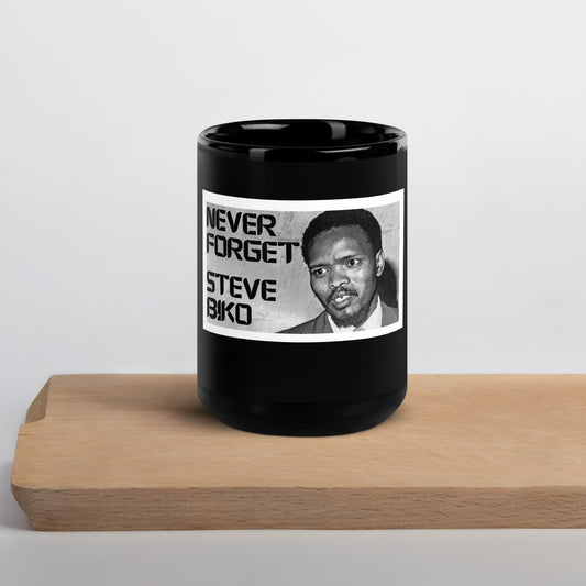 Never Forget Steve Biko Black Glossy Mug