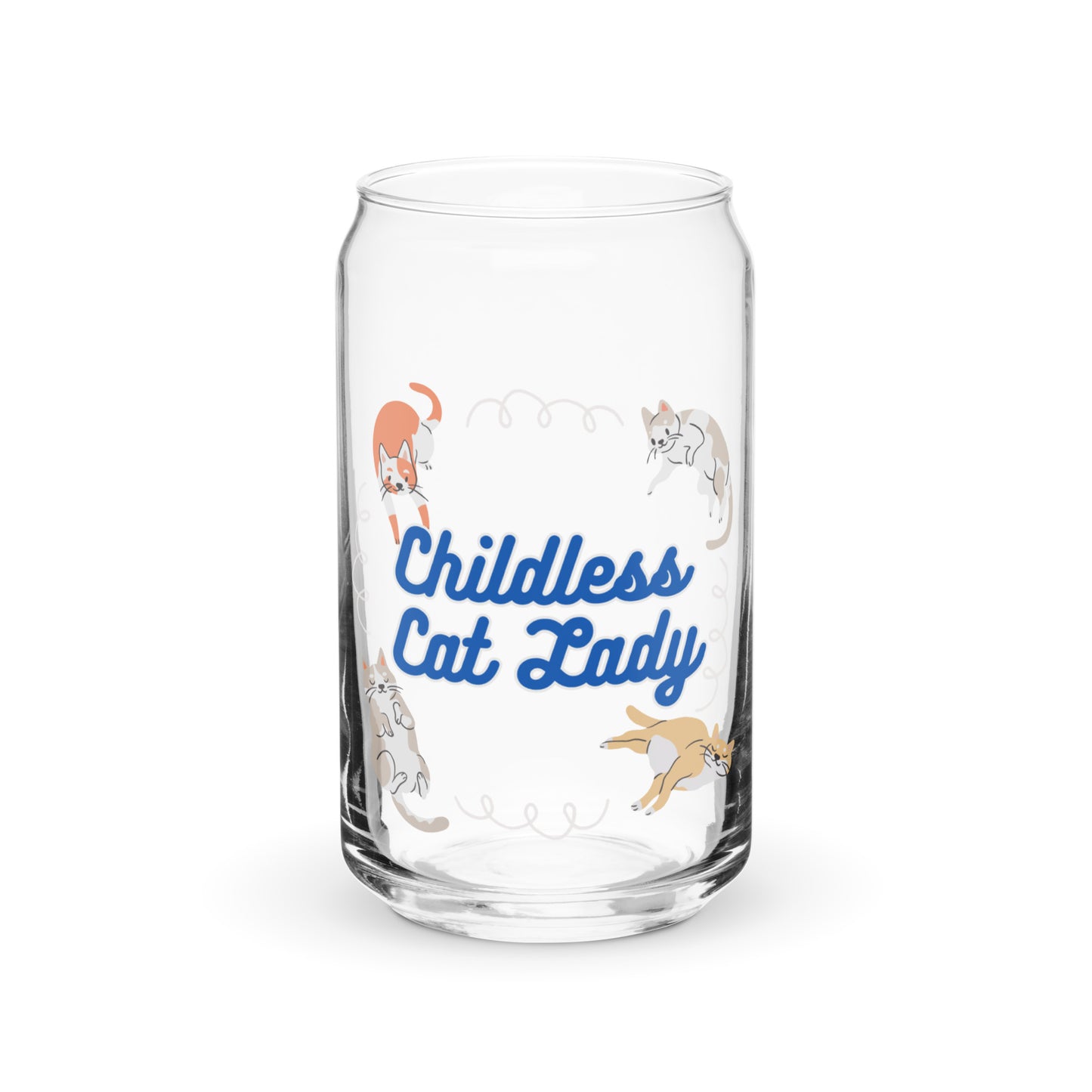 Childless Cat Lady Floofs Can-Shaped Glass