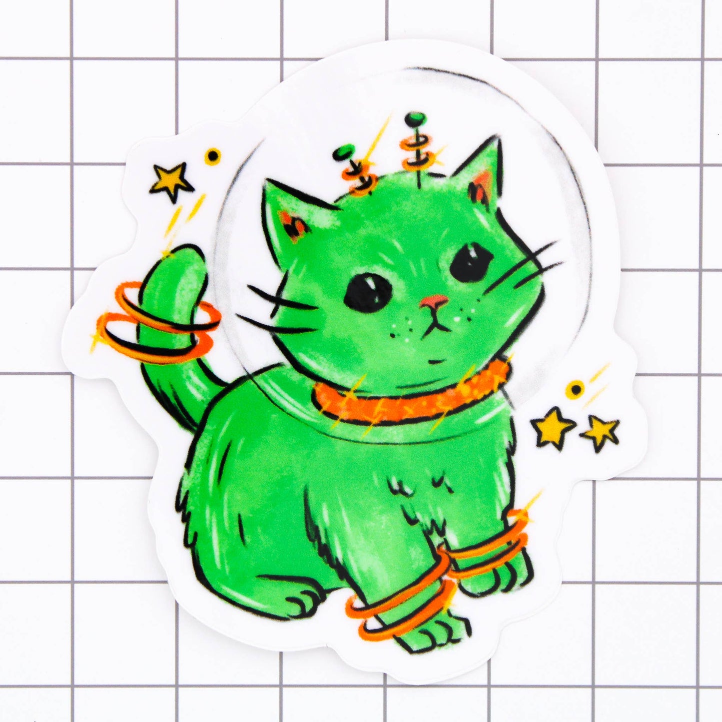 Green Space Kitten Vinyl Sticker