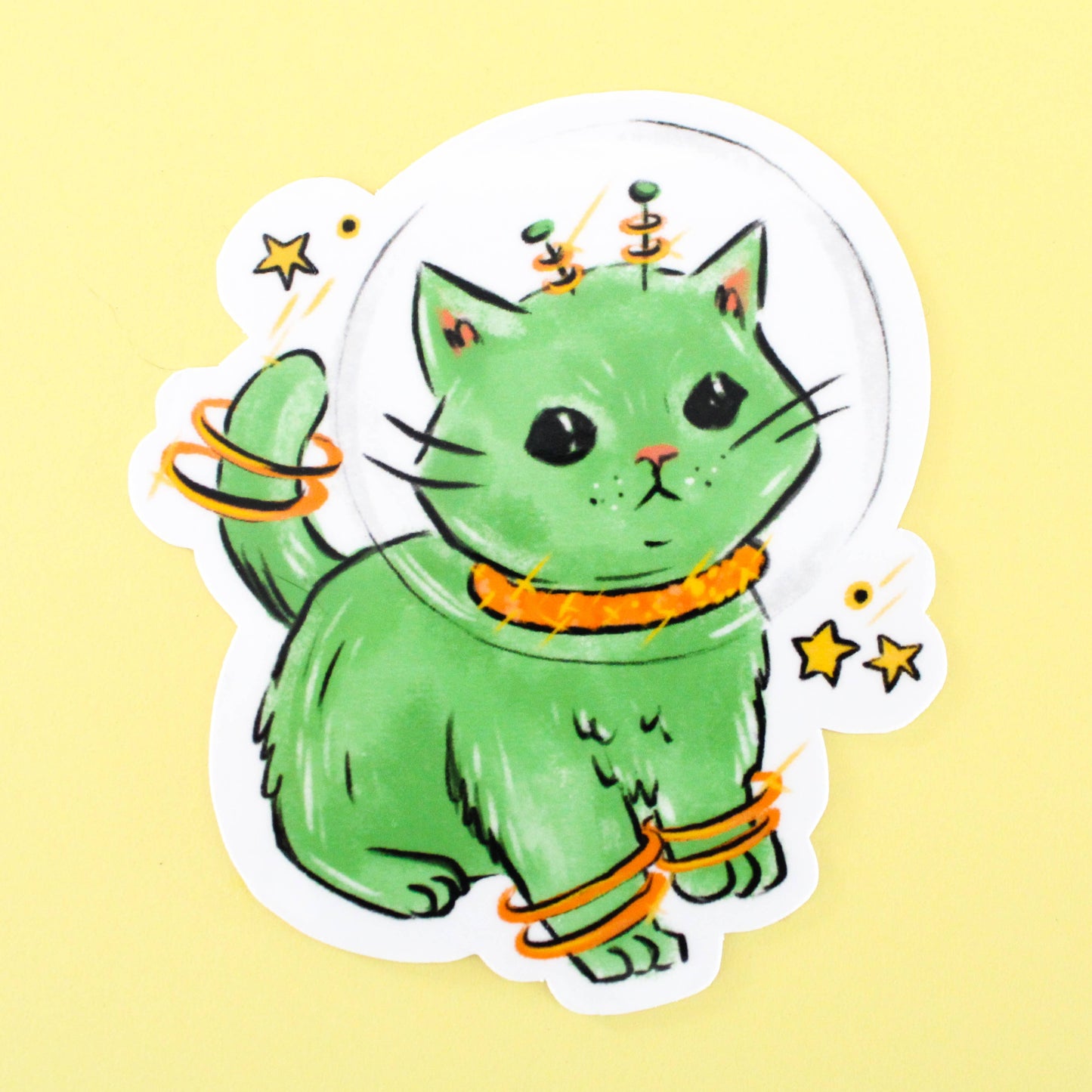 Green Space Kitten Vinyl Sticker