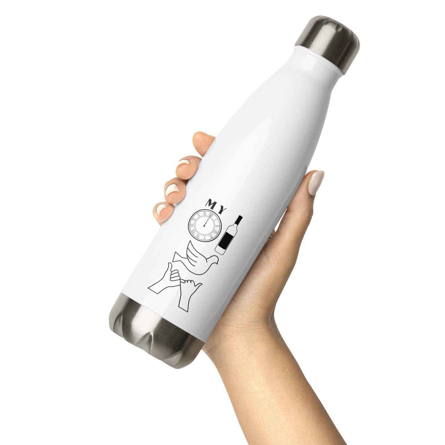 DBATC My Time, Wine, Spirit, Trust Icons Stainless Steel Water Bottle