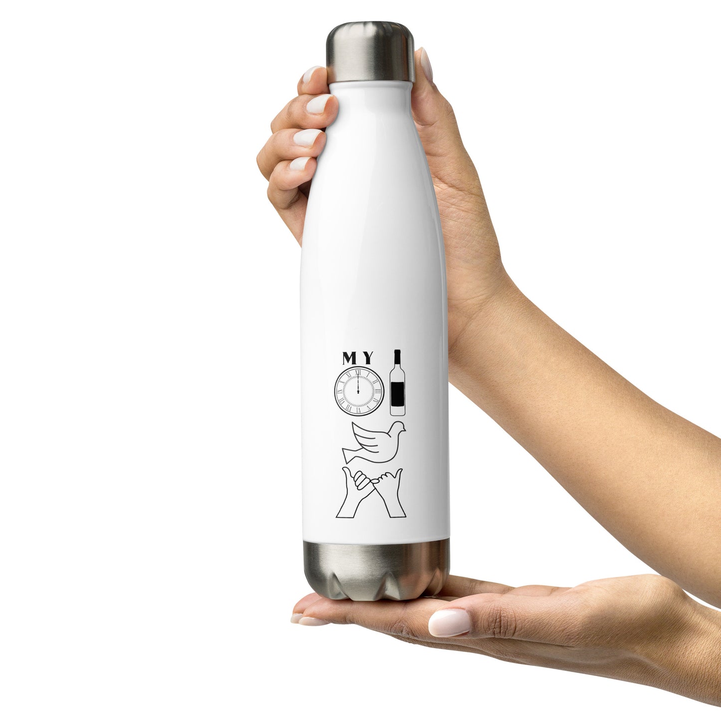 DBATC My Time, Wine, Spirit, Trust Icons Stainless Steel Water Bottle