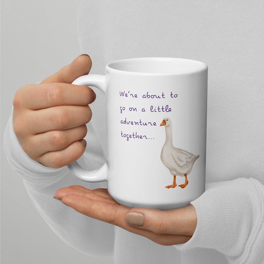 Eras Adventure Goose White glossy mug